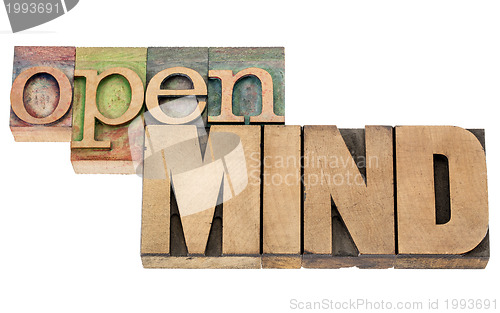 Image of open mind in wood type