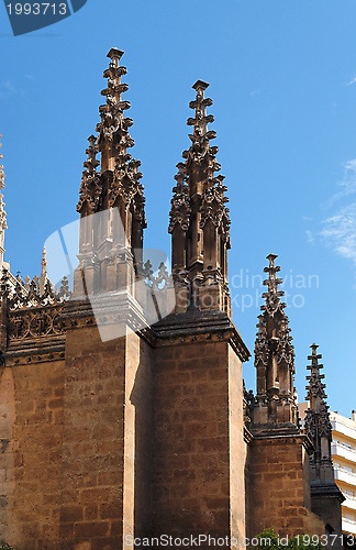 Image of Gothic steeples on the cathedral of Granada, Spain