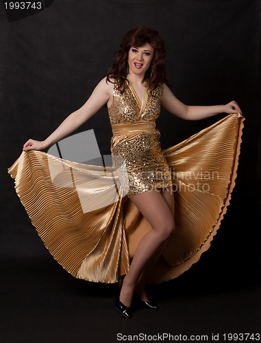 Image of Portrait of drag queen. Man dressed as Woman