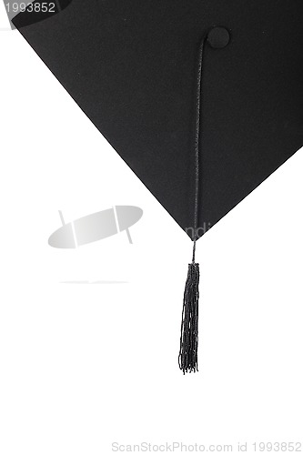 Image of Graduation cap with black tassel on the white isolated 