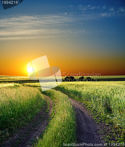 Image of sunset over rural road