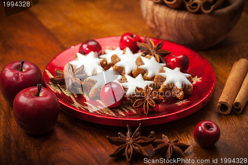 Image of Homemade gingerbread star cookies for Christmas