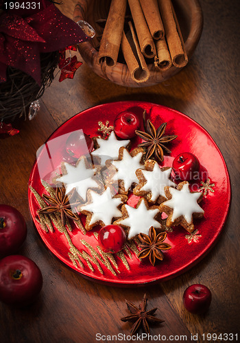 Image of Homemade gingerbread star cookies for Christmas