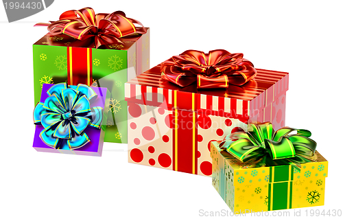 Image of set of gifts with bows