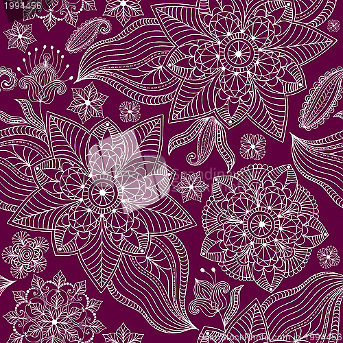 Image of Repeating bicolor lacy floral pattern