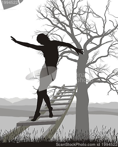 Image of Woman on ladder