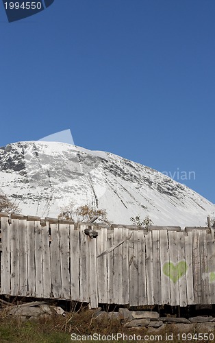 Image of Snowy mountain and poster board