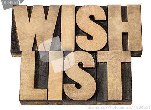 Image of wish list in wood type