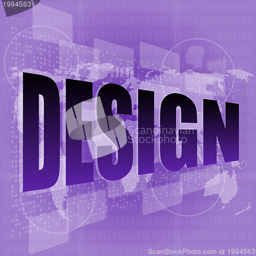 Image of words design on digital screen, information technology concept