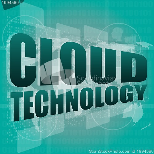 Image of words cloud technology on digital screen, information concept