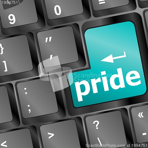 Image of Computer keyboard key with pride word