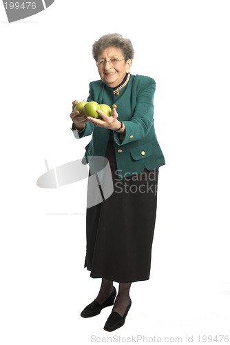 Image of senior woman with apple