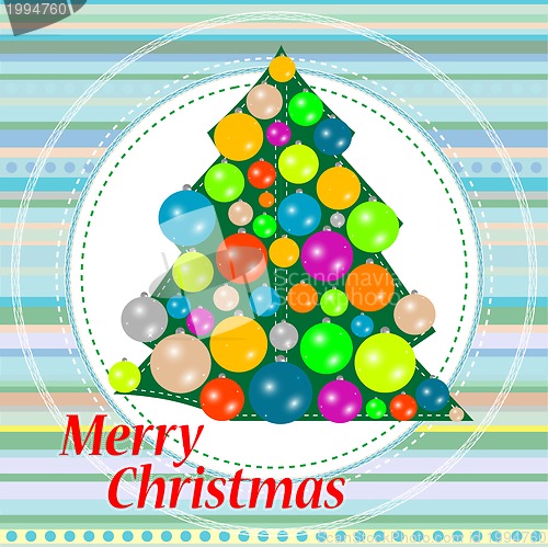 Image of Christmas or new year tree with balls on abstract background