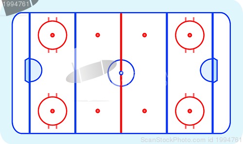 Image of stylized ice hockey ground with all lines on white background