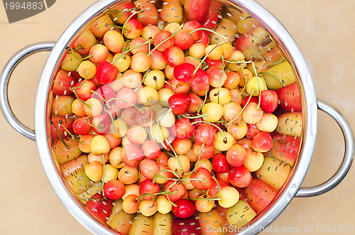Image of fresh cherry in colander