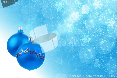 Image of Blue christmas balls background 