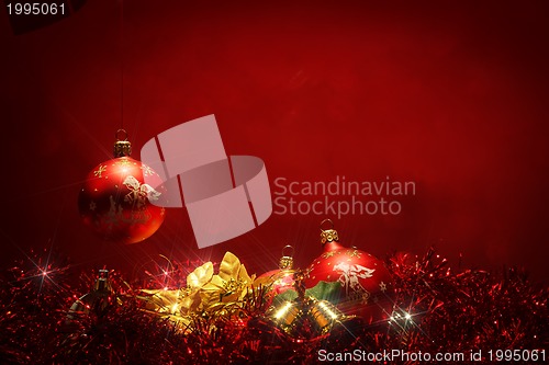 Image of dark red christmas balls background