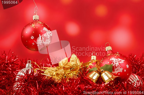 Image of red christmas balls background