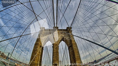 Image of Magnificient structure of Brooklyn Bridge - New York City