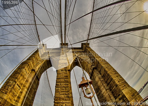 Image of Magnificient structure of Brooklyn Bridge - New York City