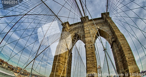 Image of Magnificient structure of Brooklyn Bridge - New York City