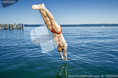 Image of jumping into the water