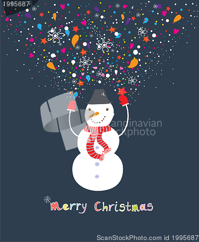 Image of Happy cartoon christmas snowman