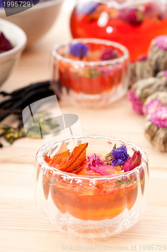 Image of Herbal natural floral tea infusion with dry flowers