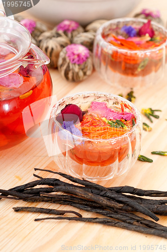 Image of Herbal natural floral tea infusion with dry flowers