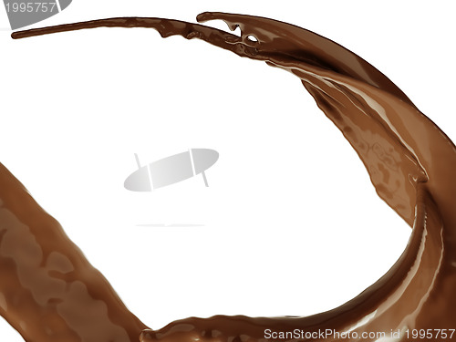 Image of Hot chocolate flow or splash isolated on white