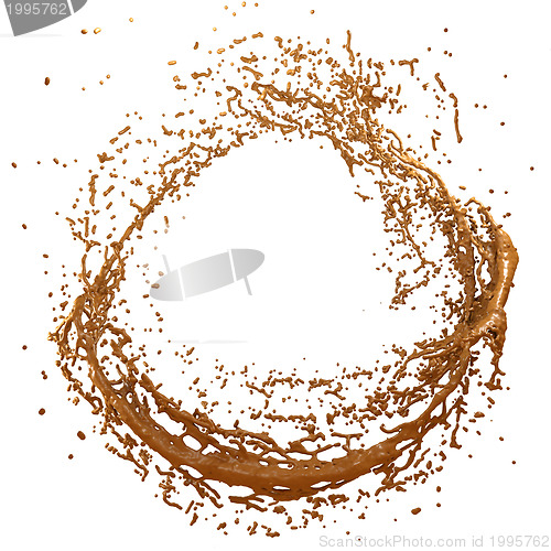 Image of Hot chocolate or cocoa round shape splash isolated
