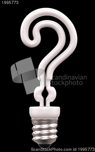 Image of Query mark light bulb isolated on black