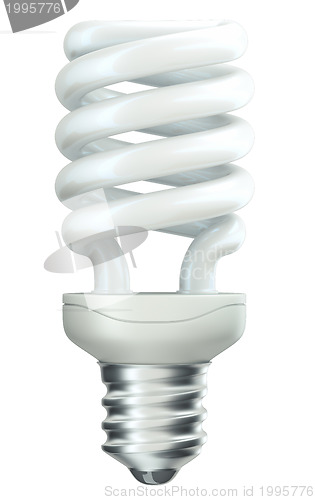 Image of Energy efficiency: spiral light bulb over white