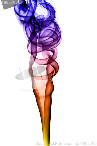 Image of Abstract magic colorful smoke shape on white