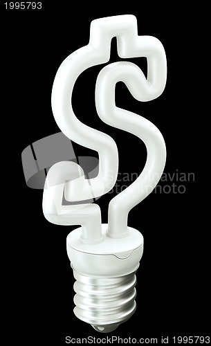 Image of Finance: Dollar ccurrency symbol light bulb isolated 