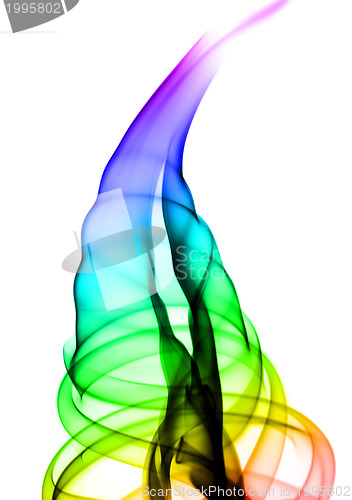 Image of Gradient colorful puff of fume on white