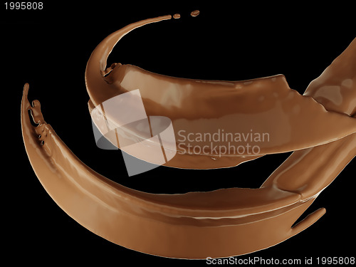 Image of Hot drinks: chocolate or cocoa splash on black 