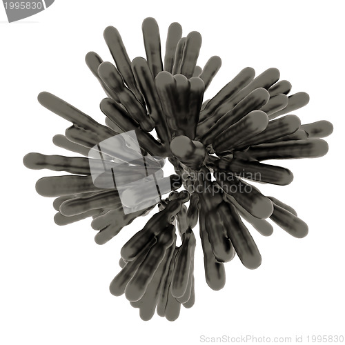Image of Black frozen fluid columns in spherical abstract shape 