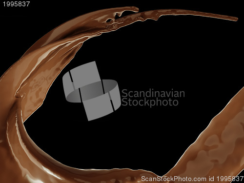 Image of Hot chocolate flow or splash isolated on black 