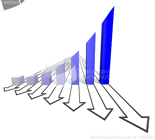 Image of Arrowed business chart blue