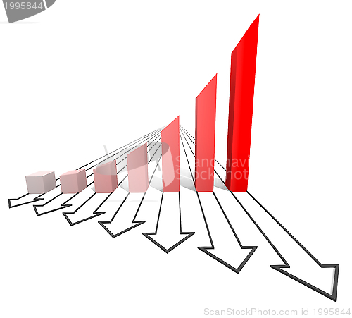 Image of Arrowed business chart red