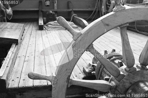 Image of Steering wheel of an ancient sailing vessel