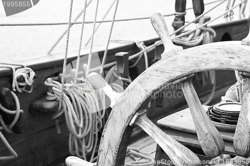 Image of Steering wheel of an ancient sailing vessel