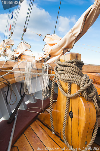 Image of Close-up shot of rope. Taken at a shipyard. 