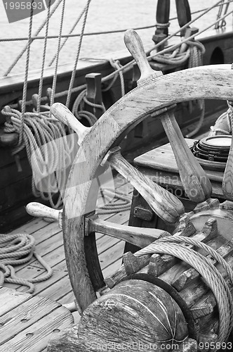 Image of Steering wheel of an ancient sailing vessel