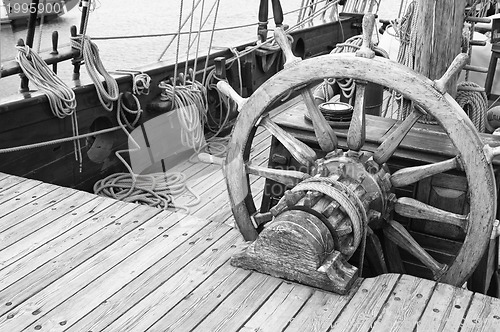 Image of Steering wheel of an ancient sailing vessel