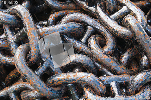 Image of Old rusty anchor chain, close up