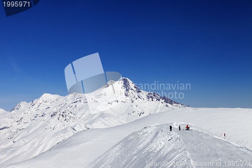 Image of Views of Mount Kazbek. Caucasus Mountains, Georgia, ski resort G