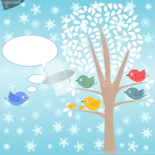 Image of template of christmas card for xmas design with birds