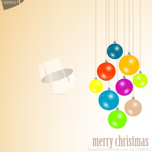 Image of Merry christmas colorful balls hanging